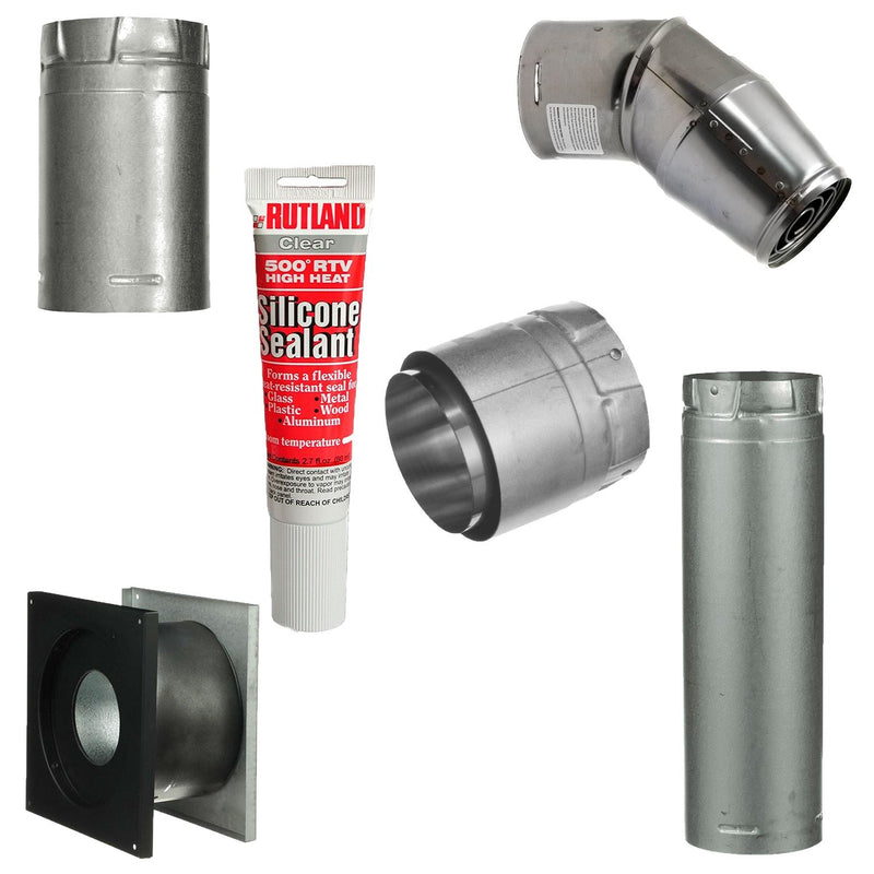 3" Pellet Stove Vent Kit For Short Horizontal Installs With Dura Vent Pro Pipe