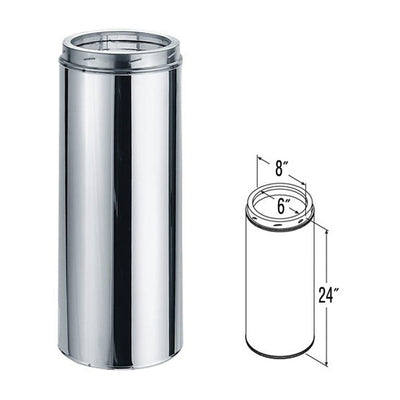 6'' x 24'' DuraTech Stainless Steel Chimney Pipe - 6DT-24SS - Stove Parts 4 Less