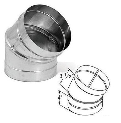 Simpson 6" Single Wall Stainless Steel 45º Elbow(6DBK-E45SS), #1645SS - Stove Parts 4 Less