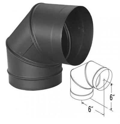 Simpson 6" Single Wall Black 90º Elbow, 6DBK-E90 by Duravent - Stove Parts 4 Less