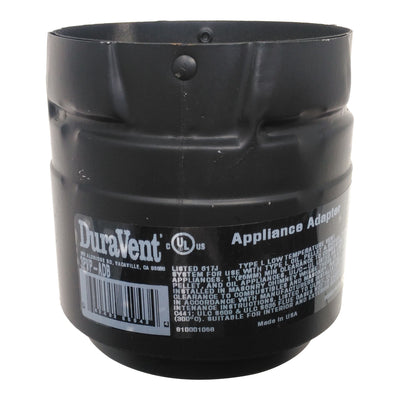 3'' DuraVent Pellet Stove Appliance Adapter- Black 3PVP-ADB