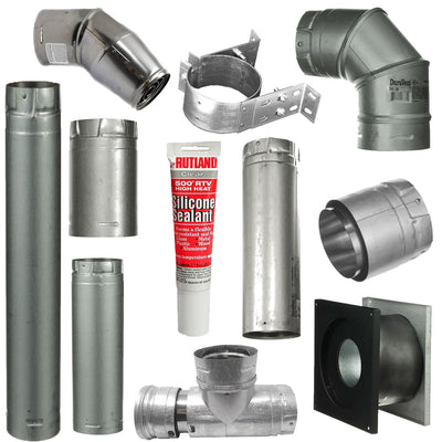Pellet Stove Vent Pipe Kit With 3 Inch Horizontal Pipe With Vertical Rise With Dura Vent Pro
