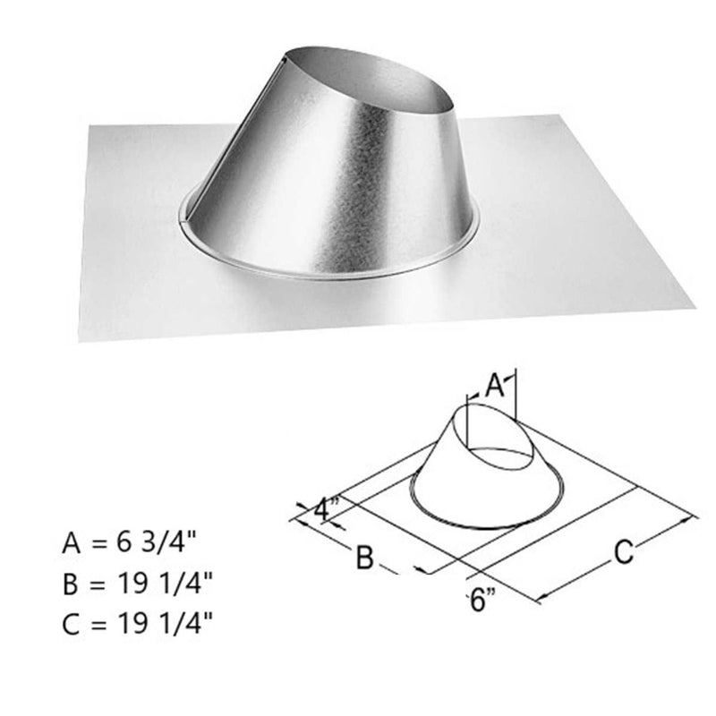 4" x 6-5/8" DirectVent Pro Galvanizedl Adjustable Roof Flashing, 46DVA-F6