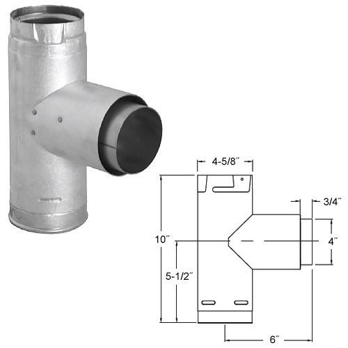 Simpson 4" Pellet Stove Adapter Tee with Clean-Out Cap, 4PVP-TAD - Stove Parts 4 Less