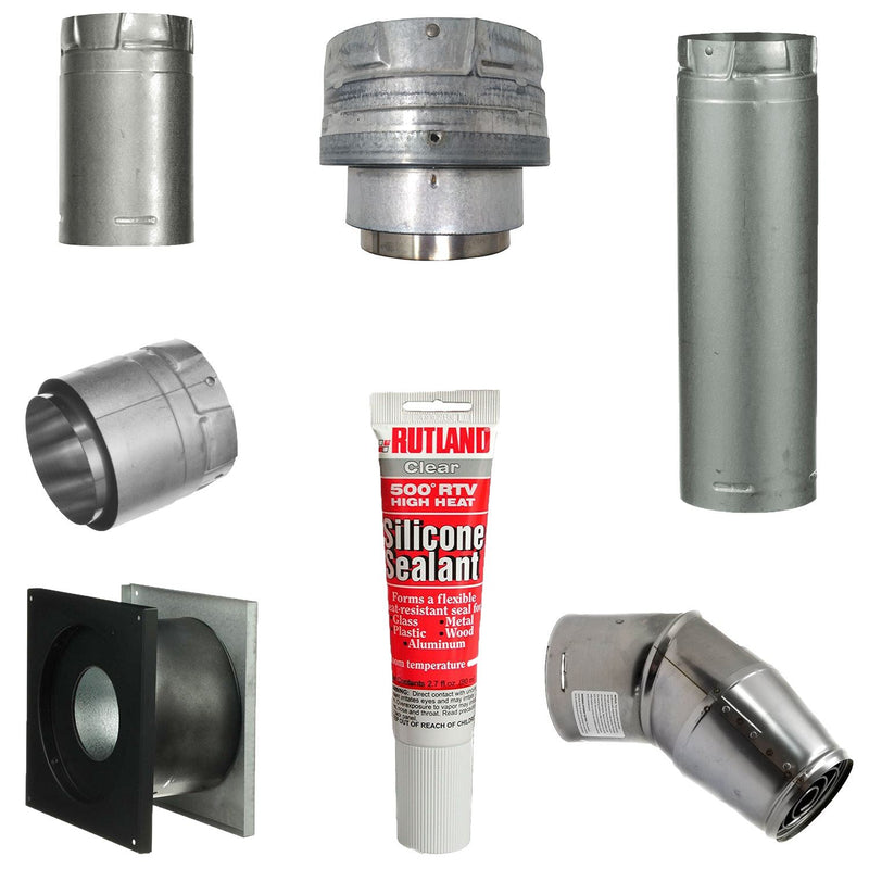 Pellet Stove Vent Pipe Kit With 4 Inch Horizontal Pipe With Dura Vent Pro