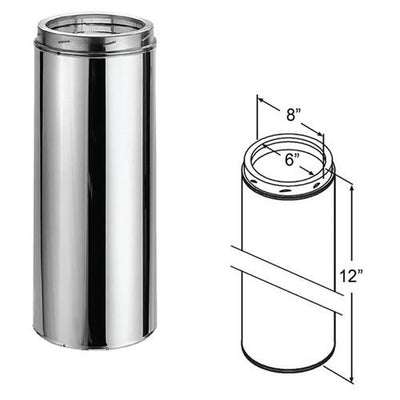 DuraVent DuraTech 6''D x 12"L "Class A" DuraTech Stainless Chimney, 9403 - Stove Parts 4 Less